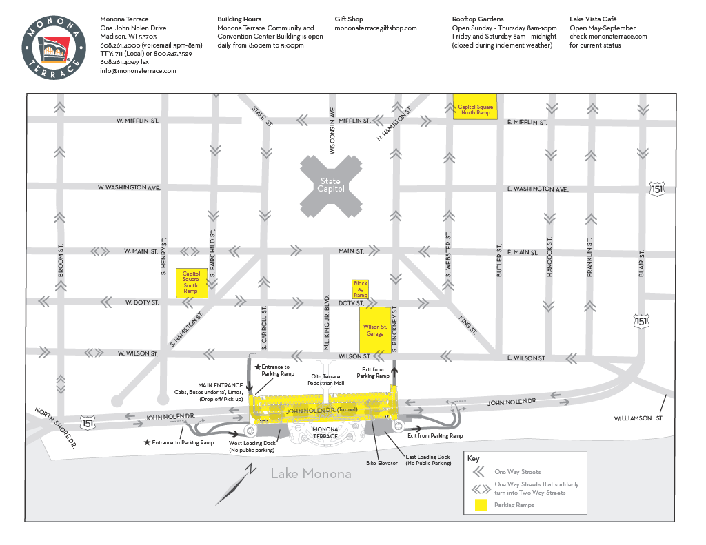 Parking map from Monona Terrace